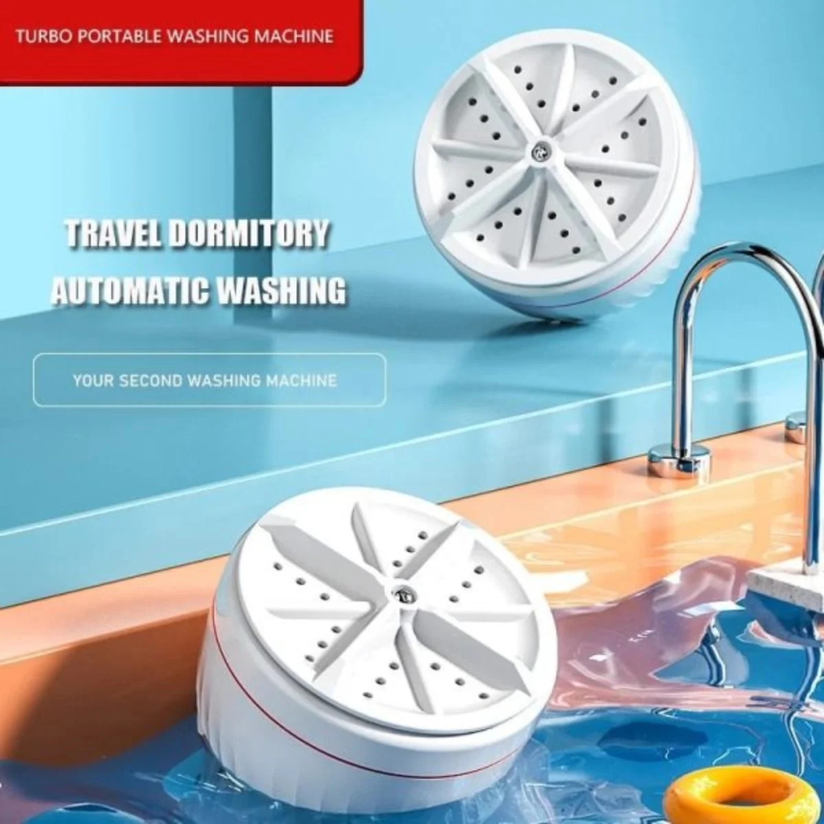 Portable USB Mini Turbo Washer | Ultrasonic Travel Washing Machine for Socks, Underwear & Dishes - Image 3