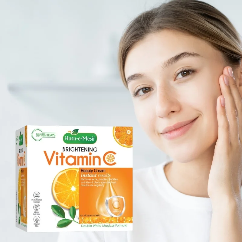 Husn e Mesir Vitamin C Brightening Cream Natural Glow Anti-Blemish Deep Action Formula for Radiant Skin - Image 3