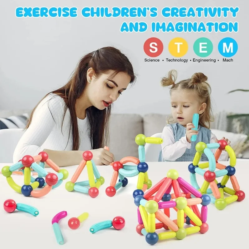 25 Pcs Magnetic Building Blocks Set | STEM Educational Rods & Balls Toy for Kids - Image 3