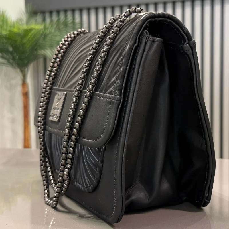 Luxury Women’s Shoulder Bag in Charcoal Black Faux Leather for Casual, Work, and Formal Use - Image 4