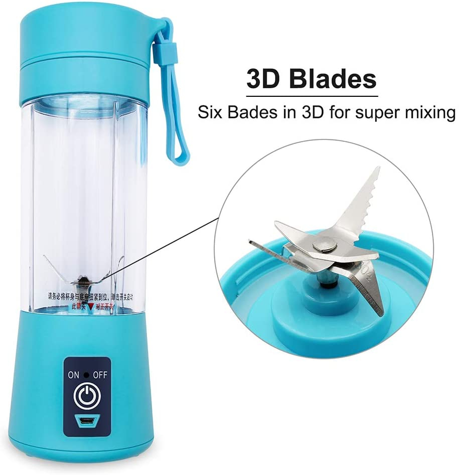 Portable 6-Blade USB Rechargeable Juicer Blender for Smoothies Shakes Baby Food and Outdoor Use | Random Color - Image 3
