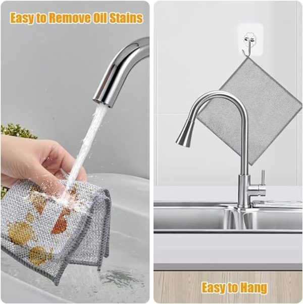 10 Dish Washing Cleaning Cloth | Metal Wire Dish Cleaning Cloth | Durable, Scratch-Free Scrubbing for Kitchen Surfaces - Image 4