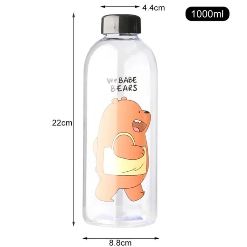 We Babe Bears Frosted Plastic Water Bottle with Straw 1000ml | Leakproof BPA-Free Cute Hydration Bottle - Image 3
