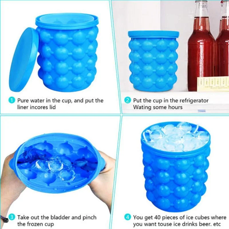 Silicone Ice Genie Cube Maker | 2-in-1 Ice Bucket Mold | Portable Soft Silicone Ice Cube Maker for Travel & Outdoor - Image 4