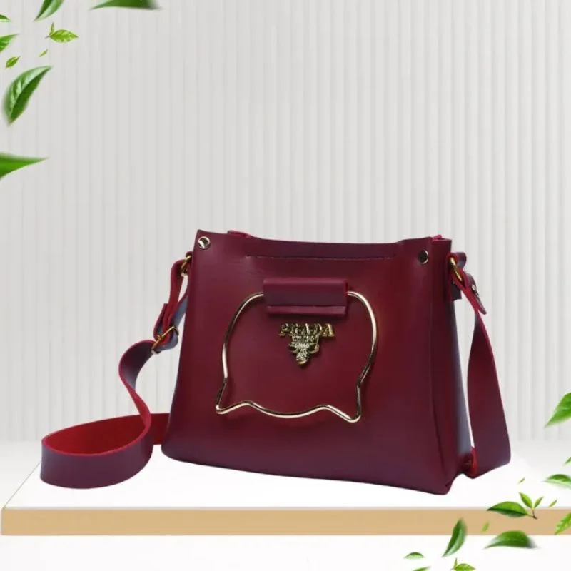 Maroon Elegant Cat Handle Handbag for Girls & Ladies | Stylish Shoulder & Crossbody Bag with Gold Accents | Adjustable Strap - Image 4