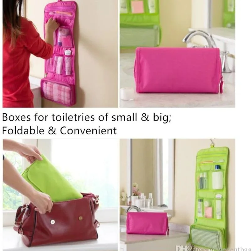 Travel Roll-Up Hanging Cosmetic & Toiletry Organizer Bag | Multi-Compartment Storage | Hook for Hanging | Random Colors - Image 4