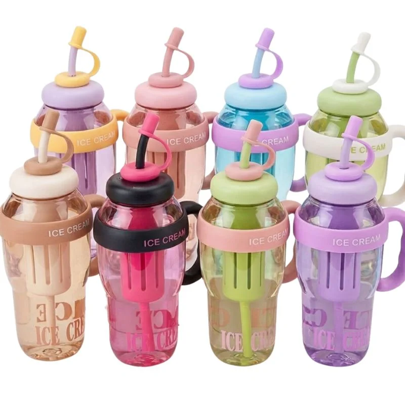 Ice Cream Water Bottle with Straw & Tea Infuser | 1400ml | | Large Capacity Gym & Summer Drink Bottle | Random color - Image 5