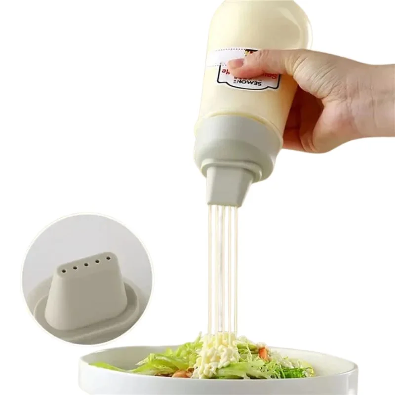 5 Hole Squeeze Sauce Bottle | Refillable Condiment Dispenser with Lid | Multipurpose Ketchup & Hot Sauce Bottle for Kitchen | Black Cap - Image 3