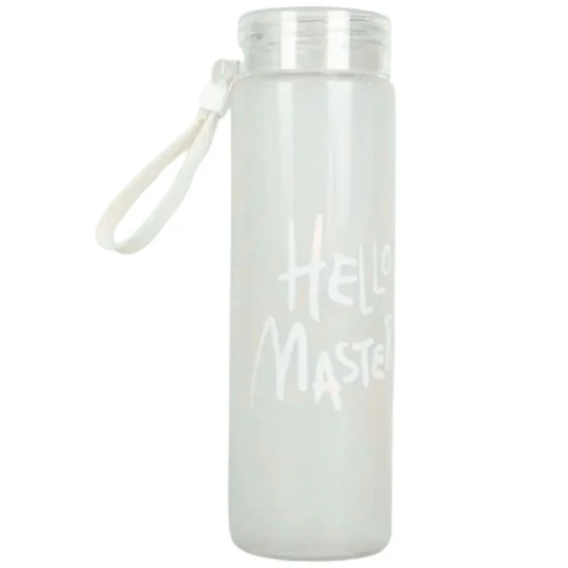 White Frosted Glass Water Bottle | Leak-Proof Insulated Bottle with Hello Master Decal Logo | 400ml - Image 3