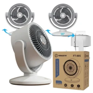 Oscillating Desktop Circulating Fan FT-905 | Rechargeable Mini Table Fan with LED Display & 3 Speeds