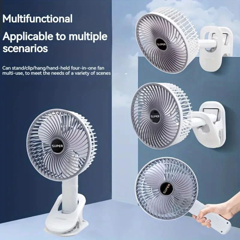 Rechargeable 3-in-1 Clip Fan | Handheld, Desktop & Wall Mounted Portable Fan with 3 Speed Modes - Image 3