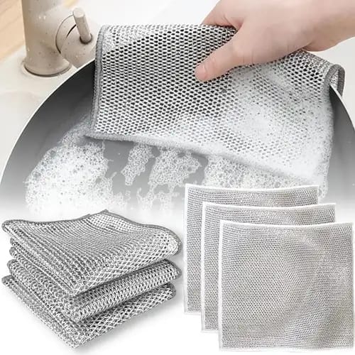 10 Dish Washing Cleaning Cloth | Metal Wire Dish Cleaning Cloth | Durable, Scratch-Free Scrubbing for Kitchen Surfaces - Image 3