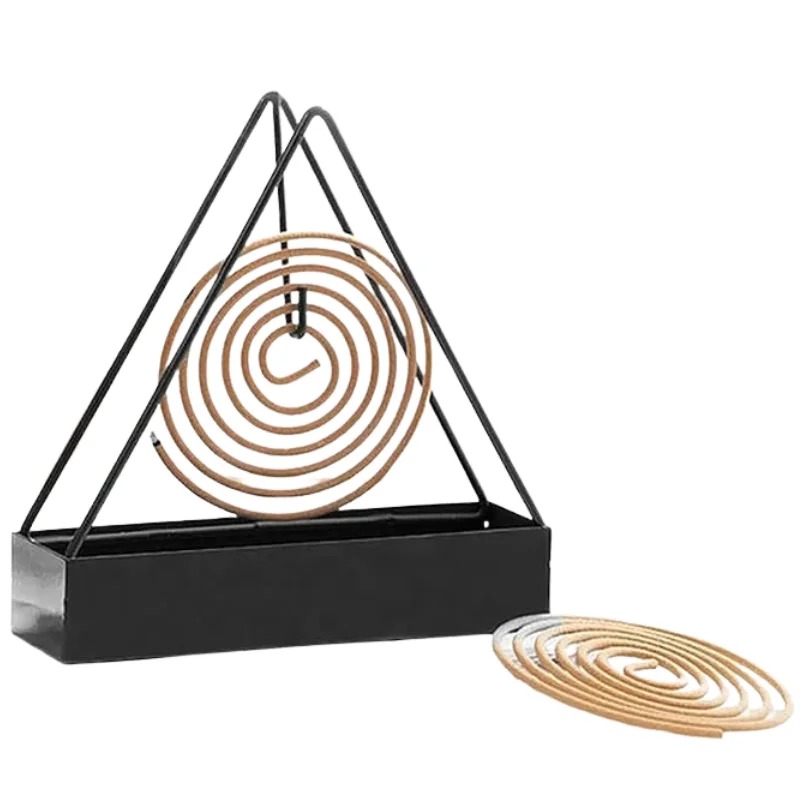 Triangle-Shaped Iron Mosquito Coil Holder | Creative Hanging & Standing Incense Burner | Durable Metal Design | Black | Pack of 1 - Image 3