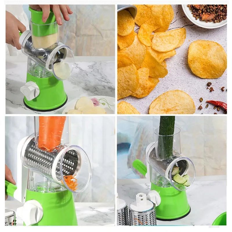 Multi-Functional Tabletop Drum Grater Manual Vegetable Cutter Slicer and Grater for Kitchen - Image 4