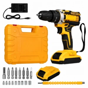 Cordless Drill Machine Kit with 2 Batteries & 26 Accessories | Portable Rechargeable Impact Drill Set