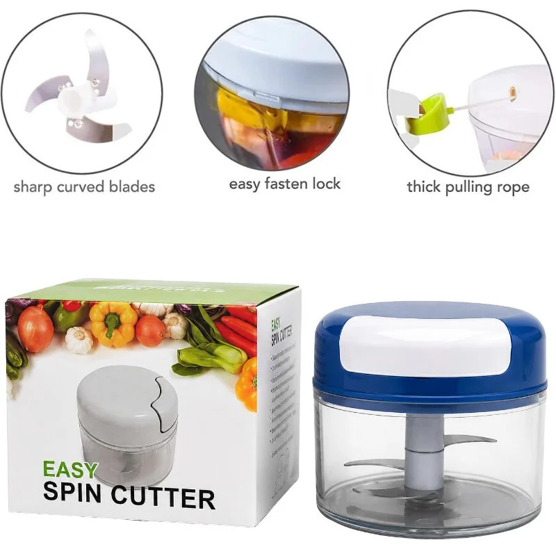 Manual Mini Hand Pull Food Chopper | Spin Cutter Vegetable & Fruit Chopper | Food Processor for Onion, Garlic, Salad & Kitchen Use - Image 7