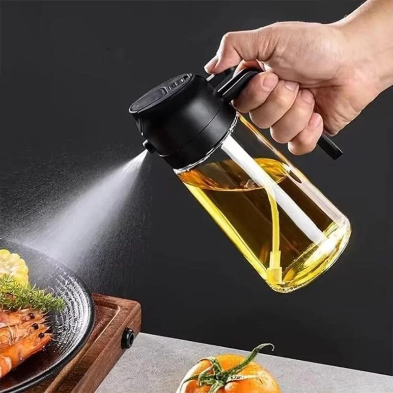 2-in-1 Glass Oil Spray Bottle & Dispenser with Pouring Spout | Kitchen Oil Mister for Air Fryer, BBQ & Cooking| 450ml - Image 3
